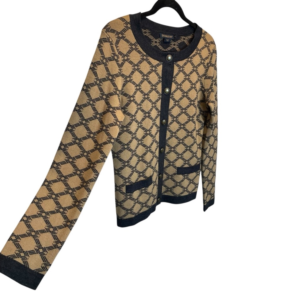 Pendleton Button Front Cardigan Sweater Brown Gre… - image 2